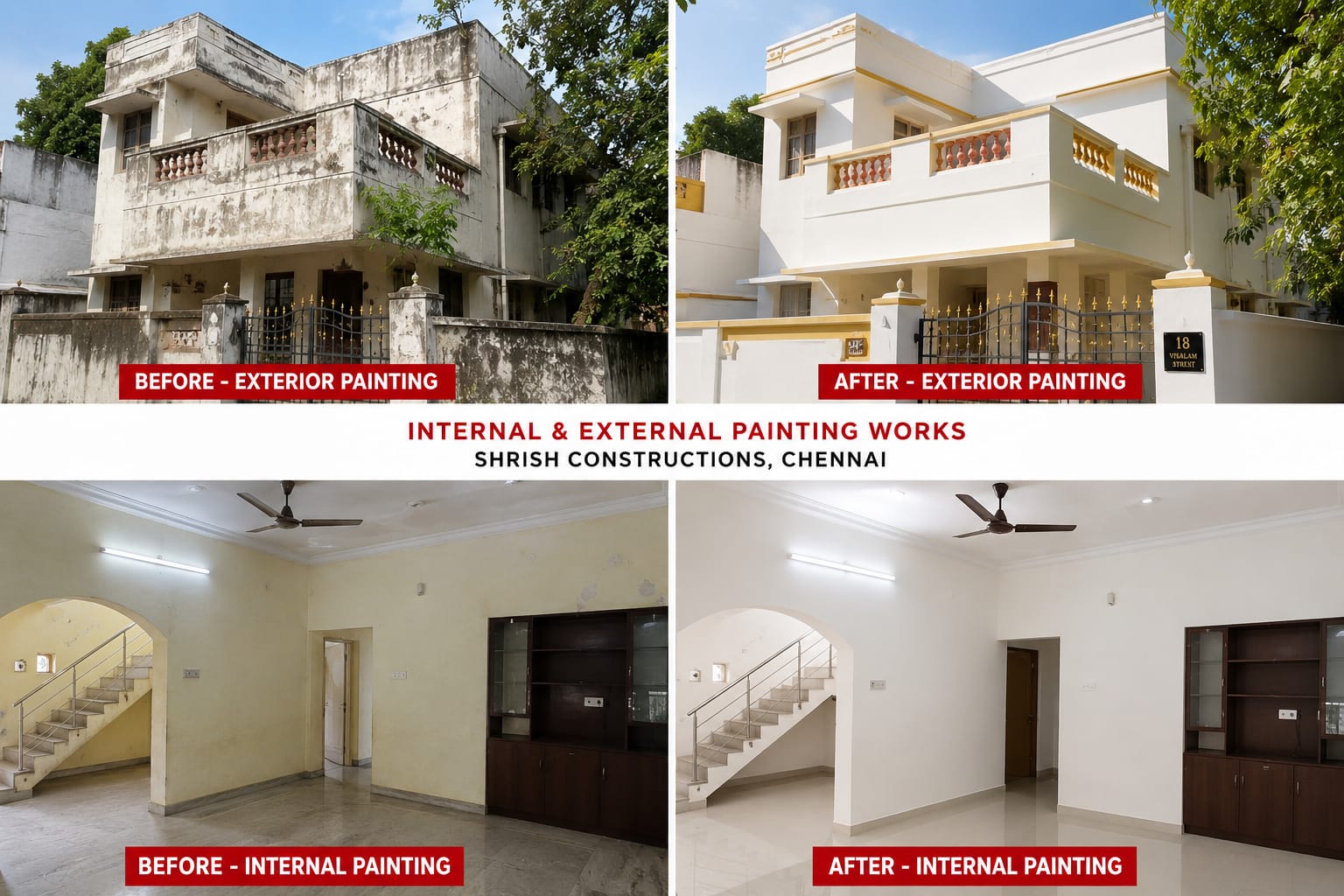 Internal external painting by Shrish Constructions Chennai
